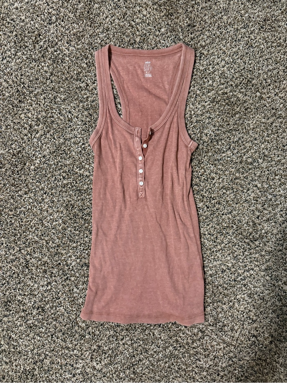aerie Ribbed Henley Tank Top in Mauve Rose